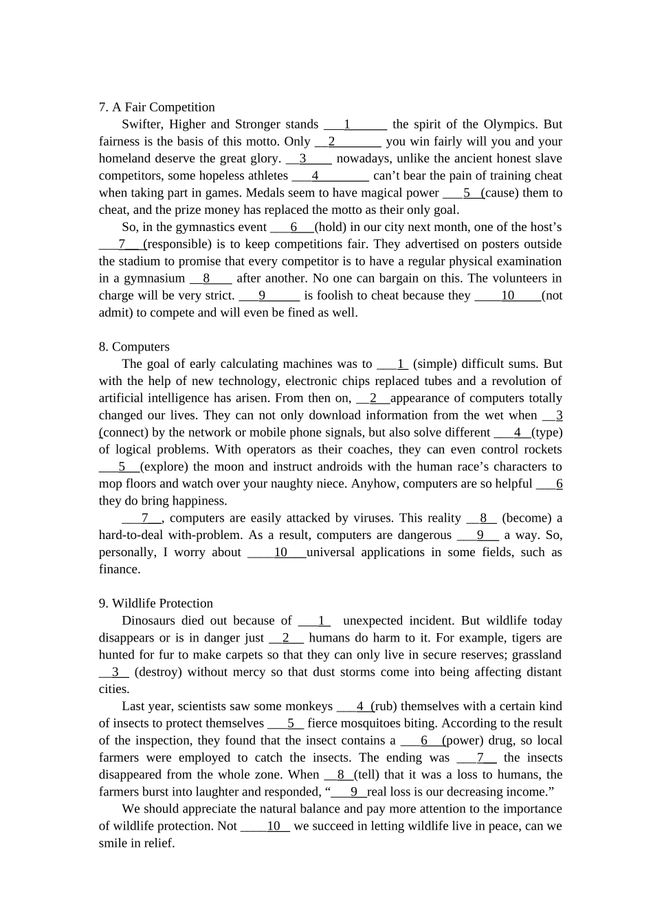 配套语法填空题（高考新题型）_第3页