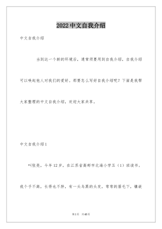 2024中文自我介绍