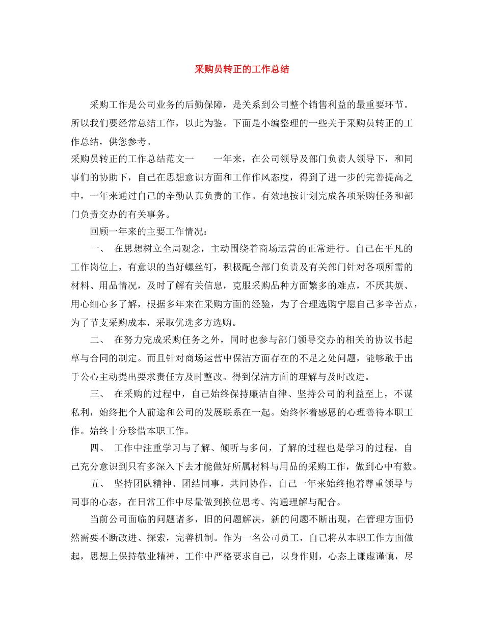 采购员转正的工作总结 _第1页