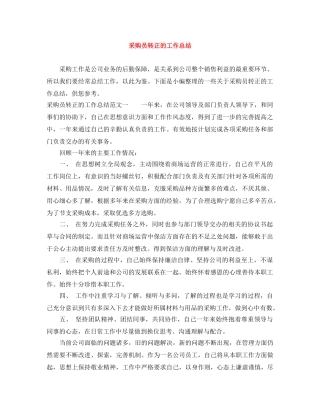 采购员转正的工作总结 