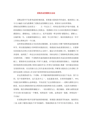 采购员试用期转正总结 