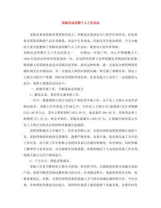 采购员试用期个人工作总结 