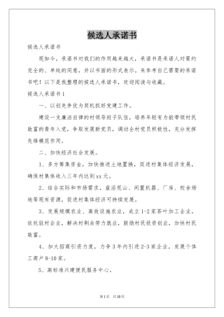 候选人承诺书