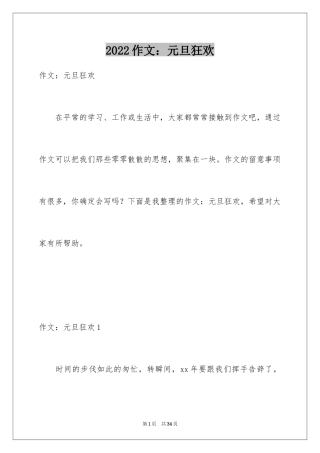 2024作文：元旦狂欢