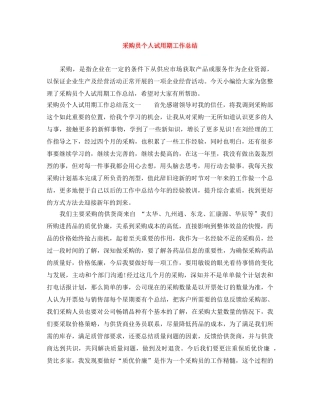 采购员个人试用期工作总结 
