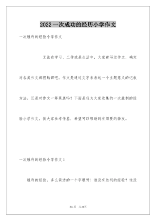2024一次成功的经历小学作文