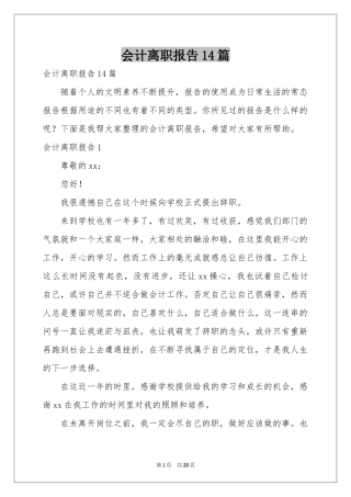 会计离职报告14篇