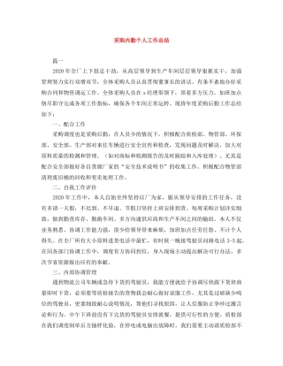 采购内勤个人工作总结范文大全 