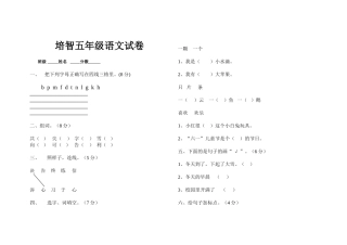培智五年级语文试卷