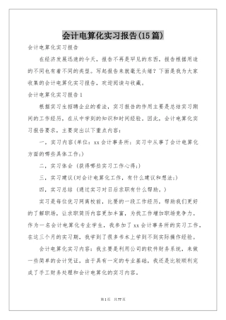 会计电算化实习报告(15篇)