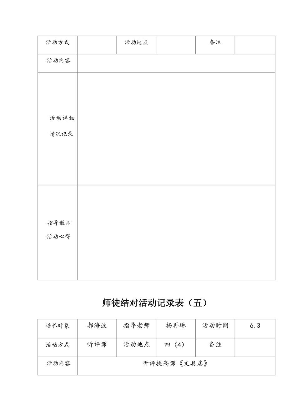 指导教师填师徒结对活动记录表_第2页