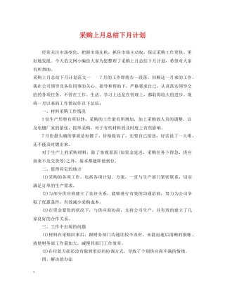 采购上月总结下月计划 