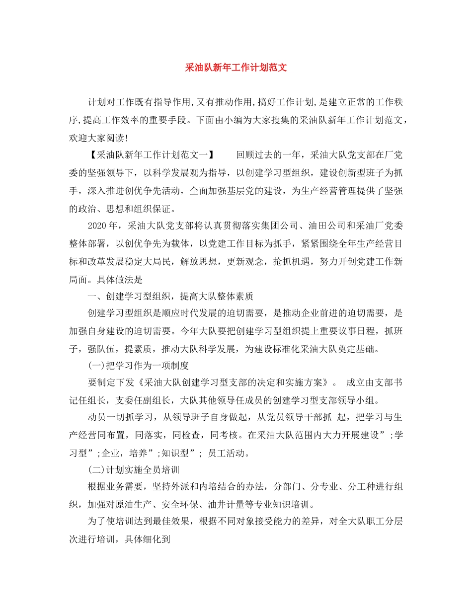 采油队新年工作计划范文 _第1页