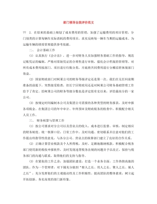 部门领导自我评价范文 