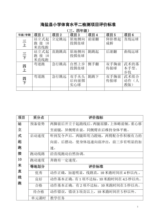 定稿三四年级新测试项目与标准
