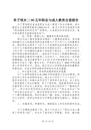 亭子坝乡二00五年职业与成人教育自查报告