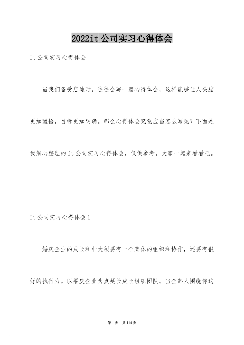2024it公司实习心得体会_第1页