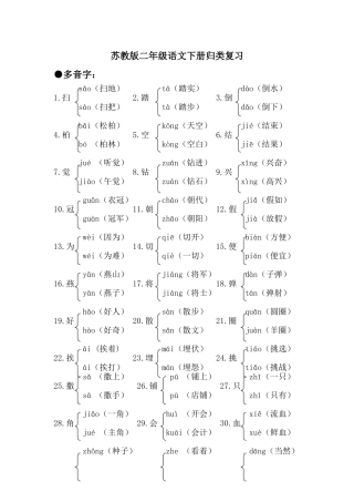 二年级下册多音字、形近字、同音字归类复习