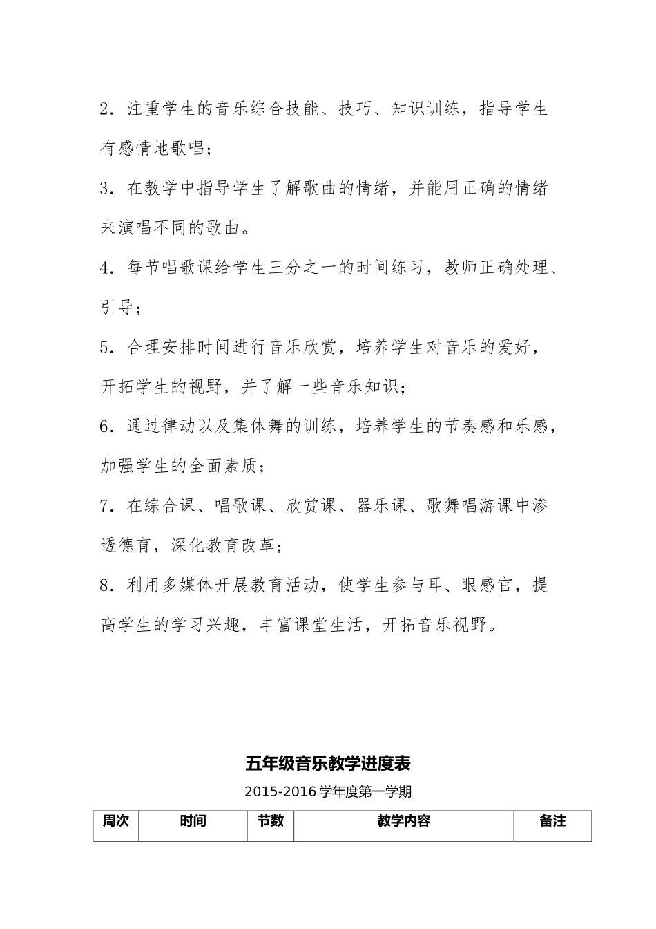 五年级音乐教学进度计划_第3页