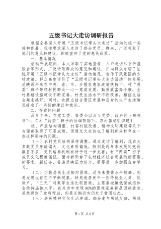 五级书记大走访调研报告