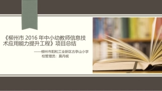 《2016年柳州市教师信息技术应用能力提升工程》项目总结