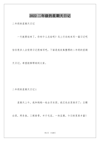 2024二年级的星期天日记