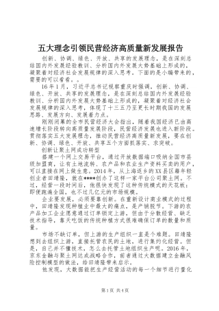 五大理念引领民营经济高质量新发展报告