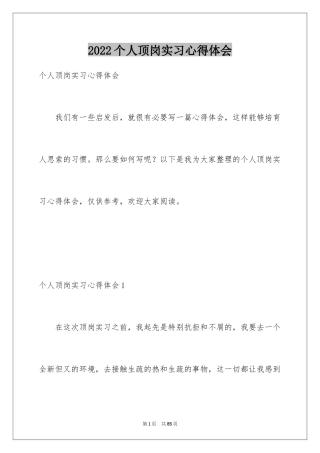 2024个人顶岗实习心得体会