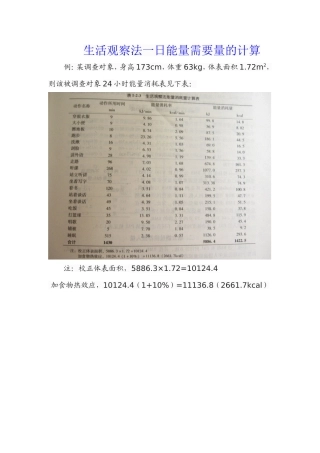 生活观察法一日能量的计算