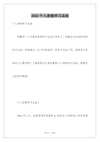 2024个人进修学习总结