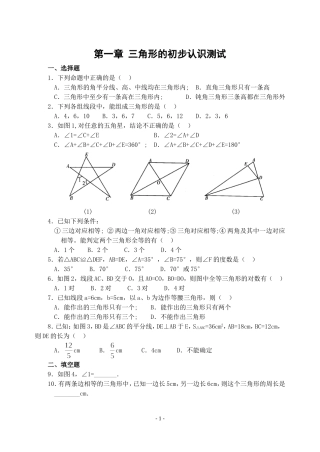 第一章三角形的初步认识测试(含答案)-