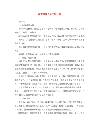 超市财务人员工作计划 