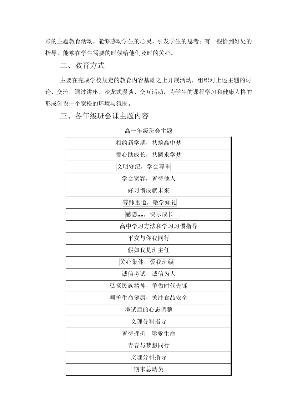 达旗一中高中三年主题班会课规划_第2页