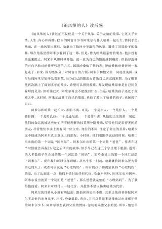 《追风筝的人》读后感