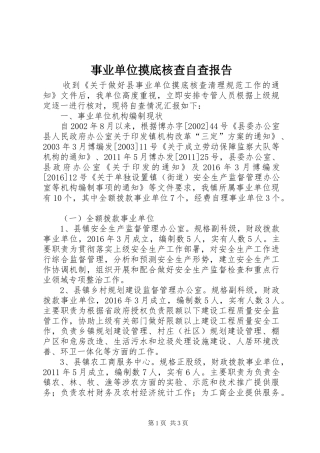 事业单位摸底核查自查报告