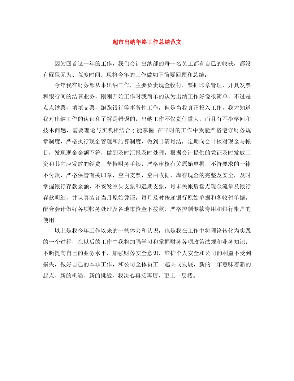 超市出纳年终工作总结范文 _第1页