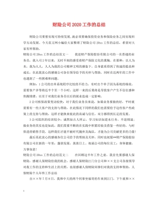 财险公司2020工作的总结 