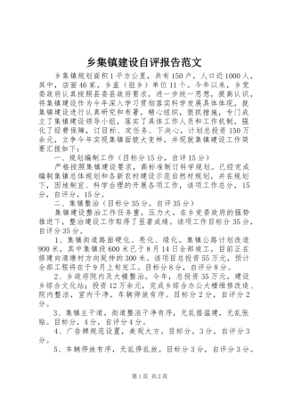 乡集镇建设自评报告范文