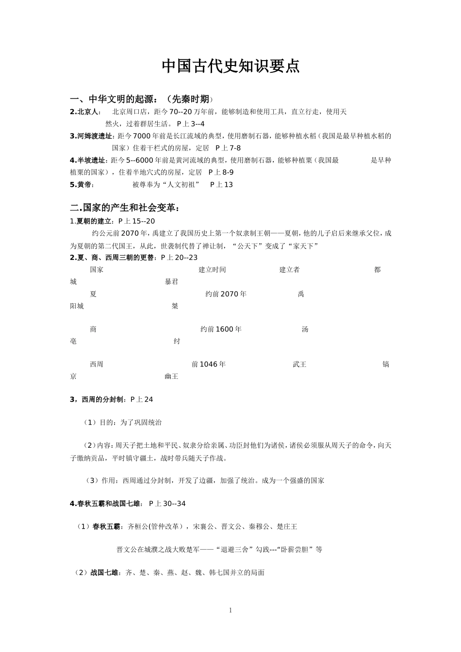 中国古代史知识要点[1]_第1页