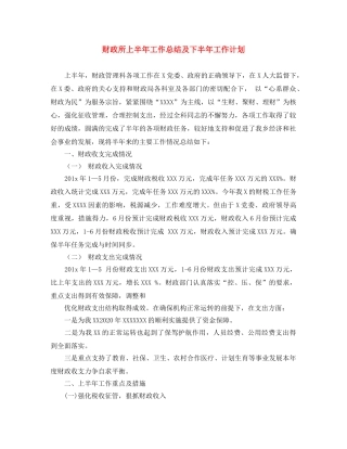 财政所上半年工作总结及下半年工作计划 