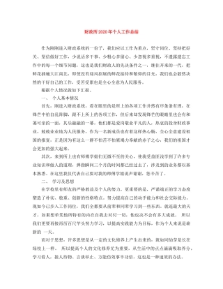 财政所2020年个人工作总结 