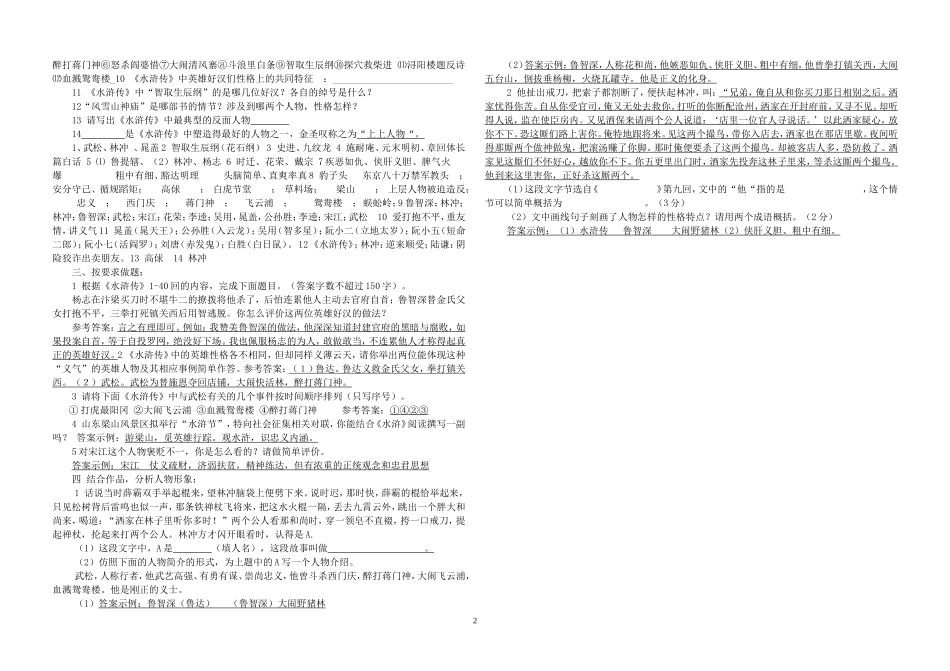 《水浒传》精选试题(含答案)_第2页