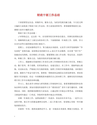 财政干部工作总结 
