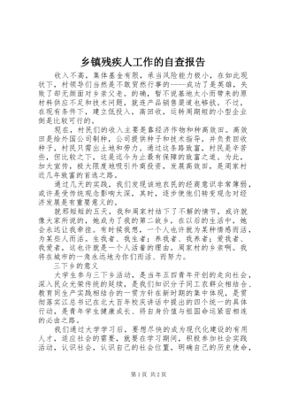 乡镇残疾人工作的自查报告