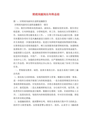 财政局副局长年终总结 