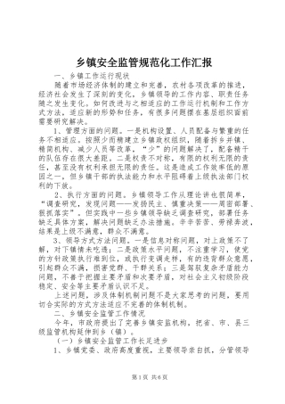 乡镇安全监管规范化工作汇报