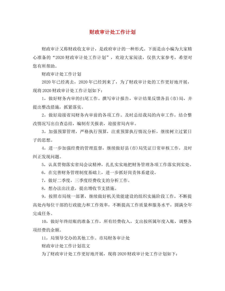 财政审计处工作计划 _第1页