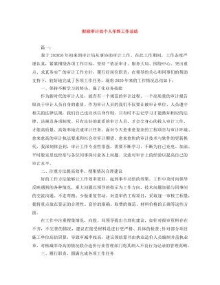 财政审计处个人年终工作总结 
