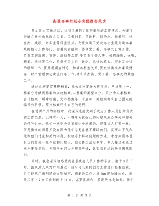 街道办事处社会实践报告范文