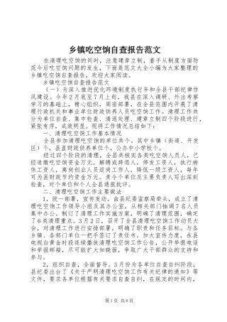 乡镇吃空饷自查报告范文